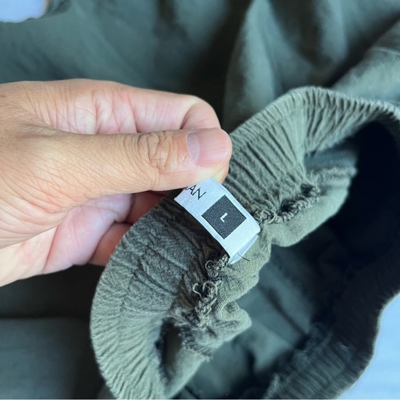 KIDORIMAN olive army green contrast elastic waist drop crotch shorts, xs - Picture 6 of 6